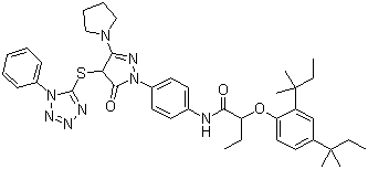 30818-18-9 2-[2,4-bis(tert-pentyl)phenoxy]-N-[4-[4,5-dihydro-5-oxo-4-[(1-phenyl-1H-tetrazol-5-yl)thio]-3-(pyrrolidin-1-yl)-1H-pyrazol-1-yl]phenyl]butyraldehyde