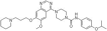 387867-13-2 4-[6-Methoxy-7-(3-piperidin-1-ylpropoxy)quinazolin-4-yl]-N-(4-propan-2-yloxyphenyl)piperazine-1-carboxamide