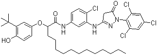 61354-99-2 2-(3-tert-butyl-4-hydroxyphenoxy)-N-[4-chloro-3-[[4,5-dihydro-5-oxo-1-(2,4,6-trichlorophenyl)-1H-pyrazol-3-yl]amino]phenyl]myristamide