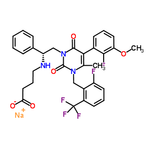 832720-36-2 sodium 4-[[(1R)-2-[5-(2-fluoro-3-methoxy-phenyl)-3-[[2-fluoro-6-(trifluoromethyl)phenyl]methyl]-4-methyl-2,6-dioxo-pyrimidin-1-yl]-1-phenyl-ethyl]amino]butanoate