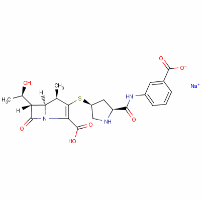 153773-82-1 1-Azabicyclo(3.2.0)hept-2-ene-2-carboxylic acid, 3-(((3S,5S)-5-(((3-ca rboxyphenyl)amino)carbonyl)-3-pyrrolidinyl)thio)-6-((1R)-1-hydroxyethy l)-4-methyl-7-oxo-, monosodium salt, (4R,5S,6S)-