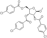 Methyl 2,3,5-tri-O-(4-chlorobenzoyl)-beta-D-ribofuranoside [29755-00-8]