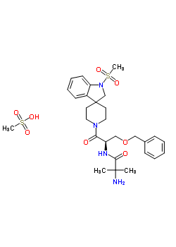 159752-10-0 2-Amino-N-[2-benzyloxy-(1R)-[1-(methanesulfonyl)spiro[indoline-3,4'-piperidin]-1'-ylcarbonyl]ethyl]isobutyramide methanesulfonate
